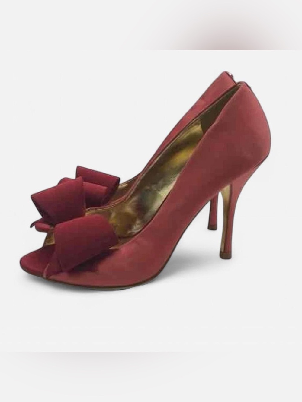 Ted Baker Red Satin Bow Peep-Toe Stiletto Heels